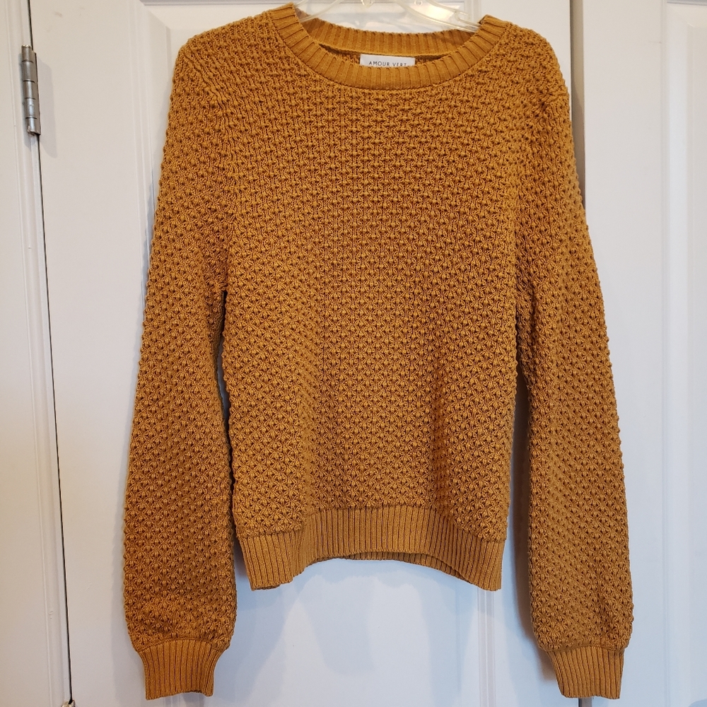 Amour Vert golden yellow sweater, cotton, size M